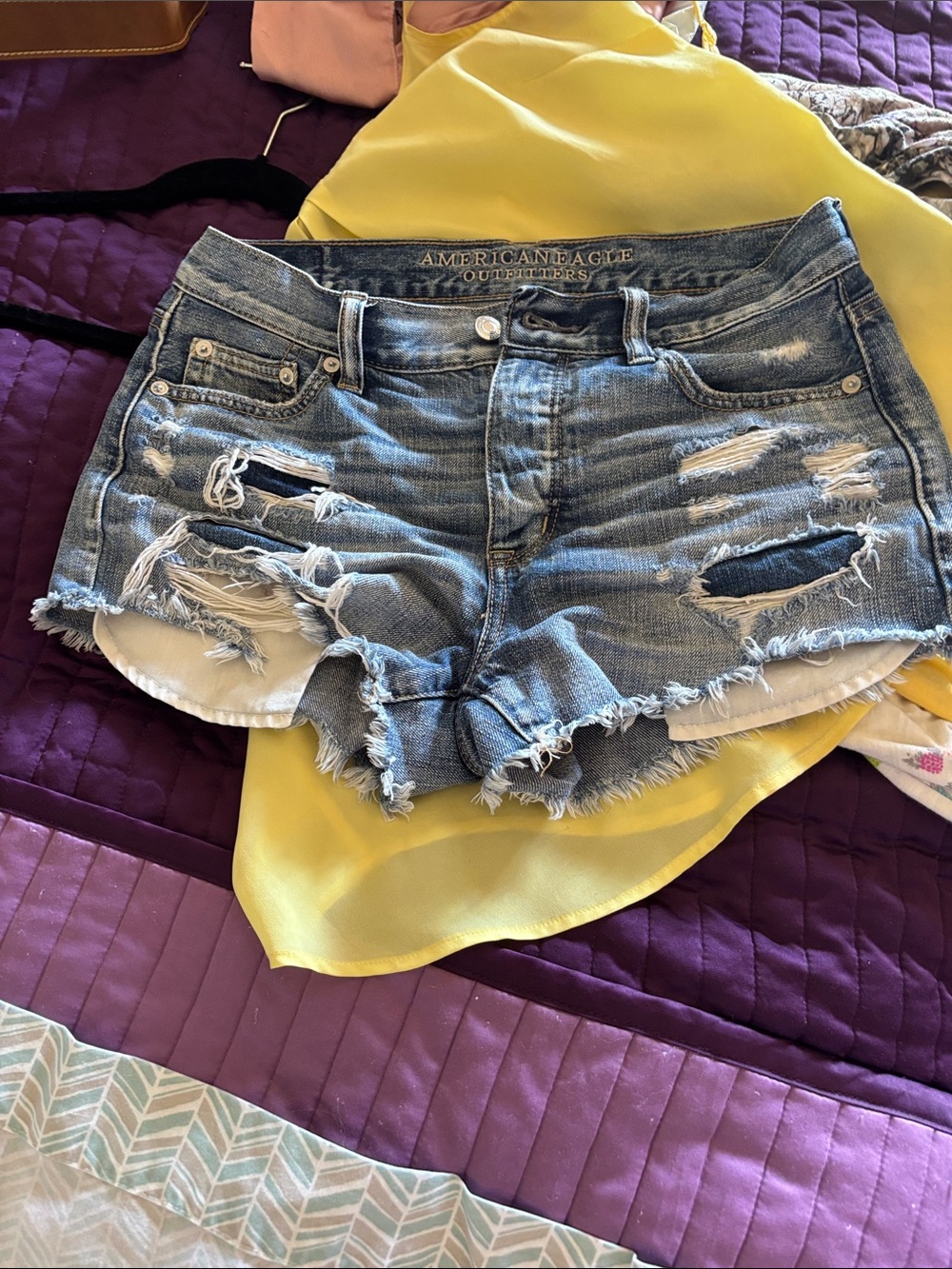 American Eagle Outfitters Ripped Light Blue Denim Cutoff Shorts